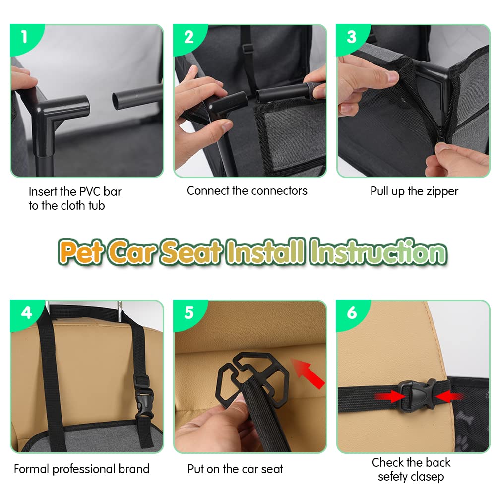 Hundesitz Auto Tragbar mit Sicherheitsleine & PVC Rahmen