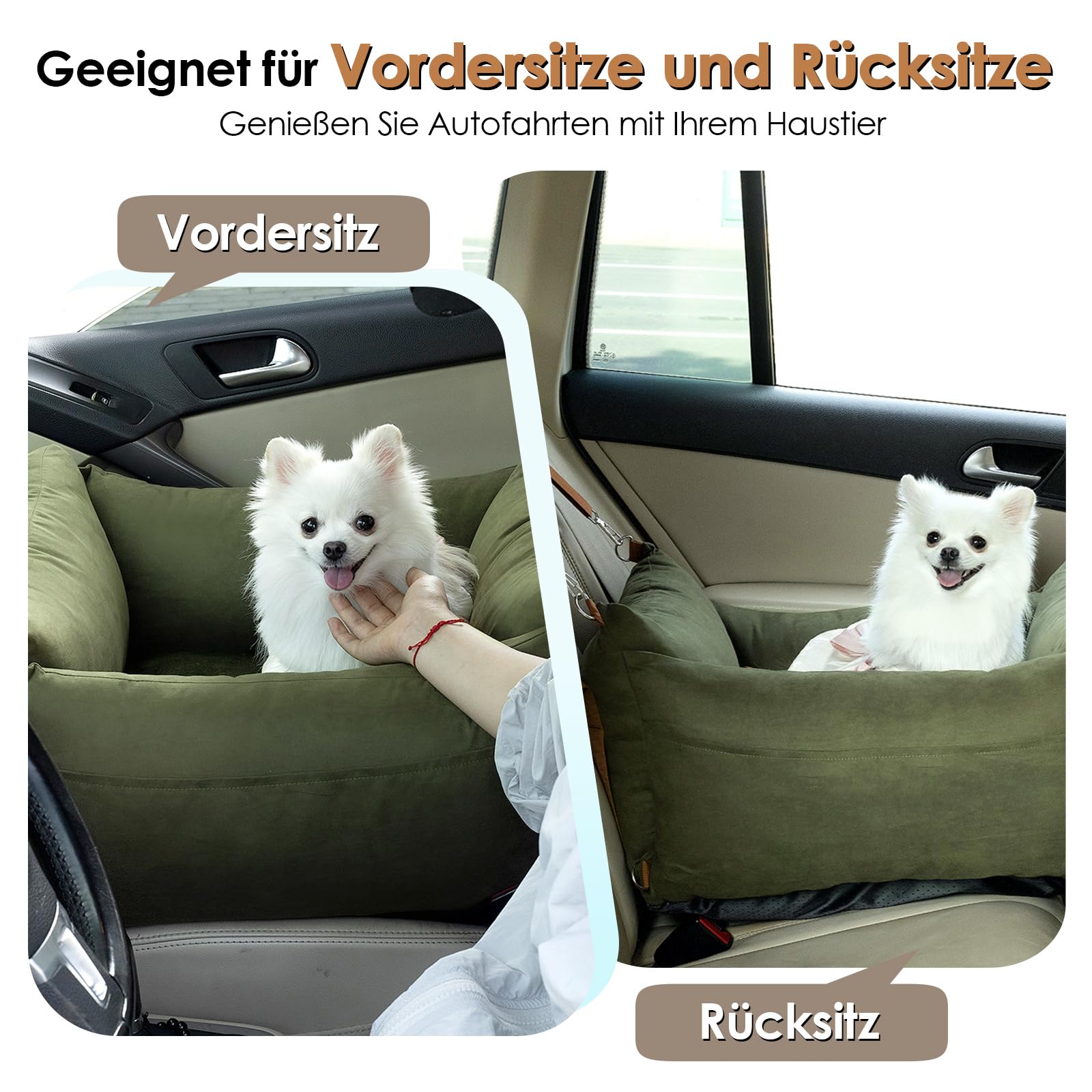 Hundesitz Auto Tragbar für Kleine & Mittlere Hunde bis 15kg