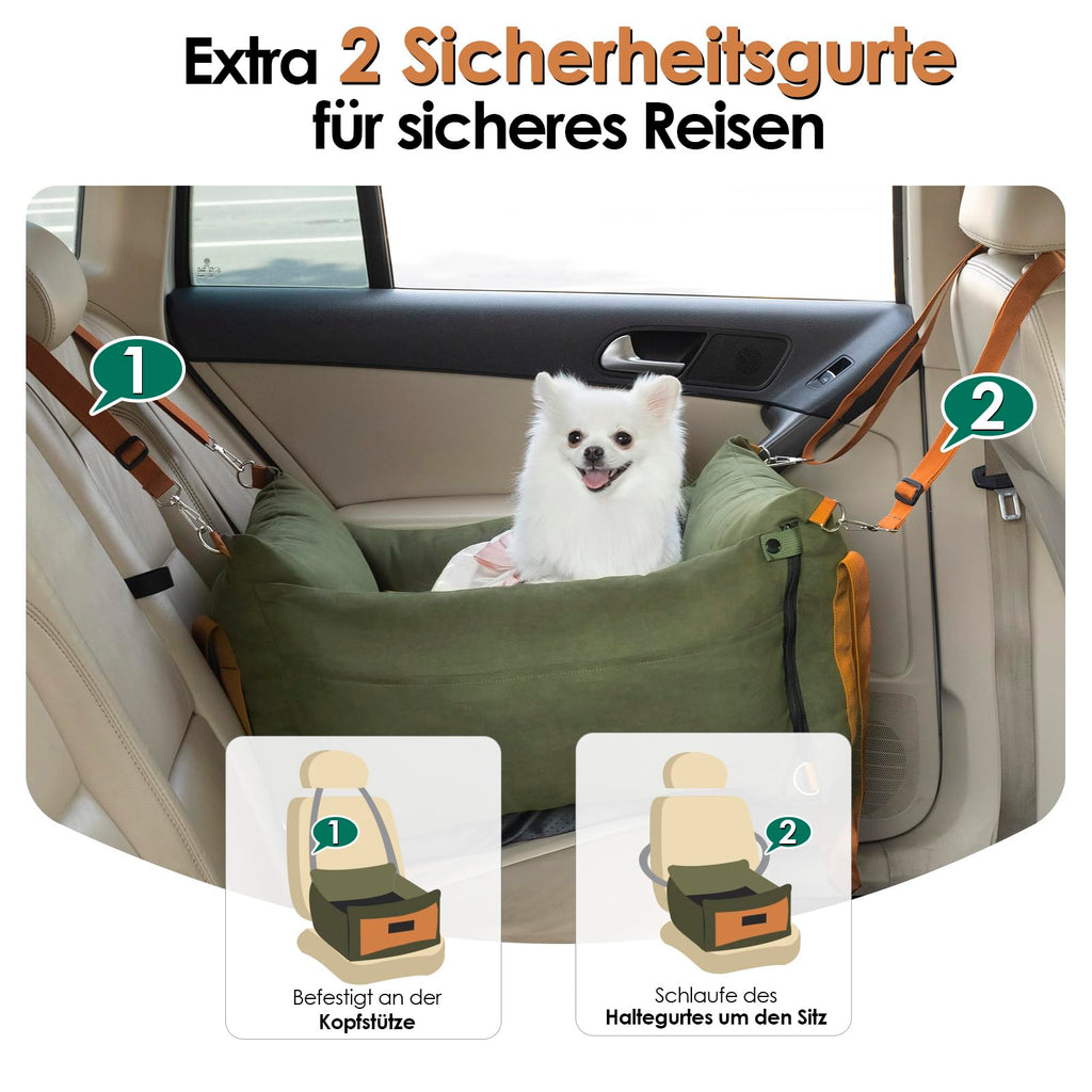 Hundesitz Auto Tragbar für Kleine & Mittlere Hunde bis 15kg